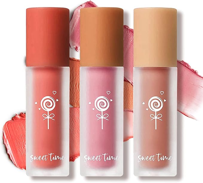 trio 彩妆,3 色奶油液体腮红,女孩柔软哑光奶油腮红液体腮红化妆怯